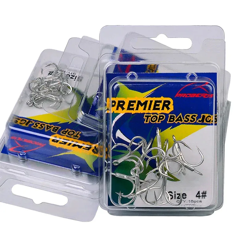 10pcs/lot Saltwater Fishing Hook Matte Tin Treble Hook 2/0#-1/0#-1#-2#-4#-6#-8# High-Carbon Steel High Strength 3X Hook