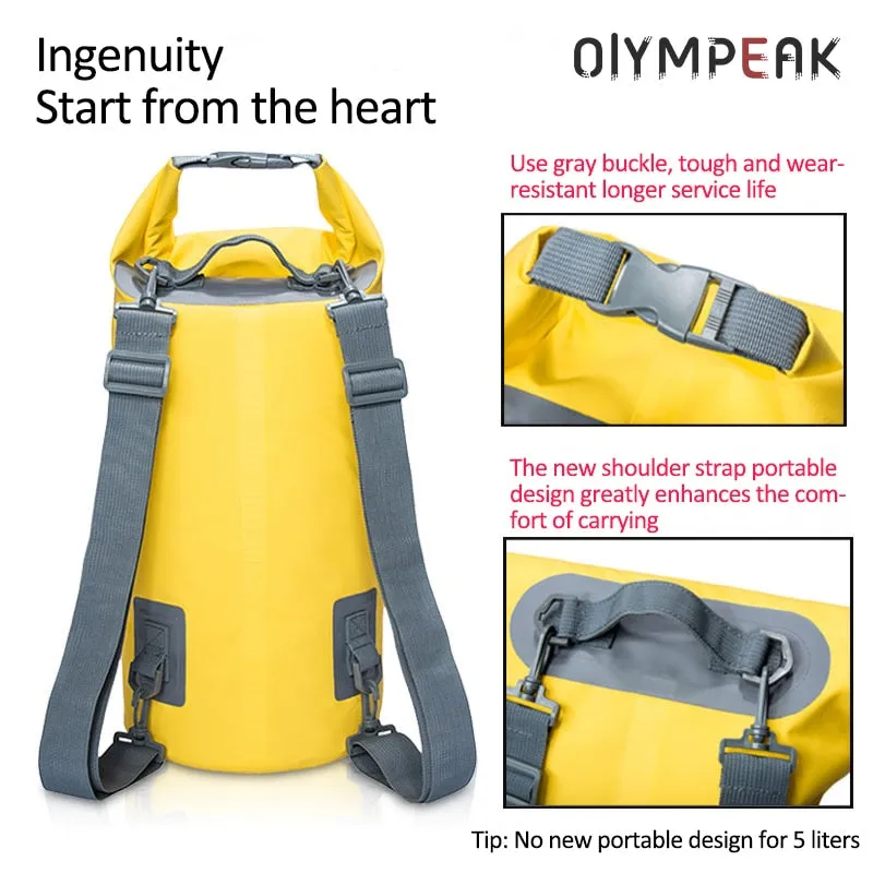 5L/15/30L Outdoor PVC Waterproof Dry Backpack Water Floating Bag Roll Top Sack