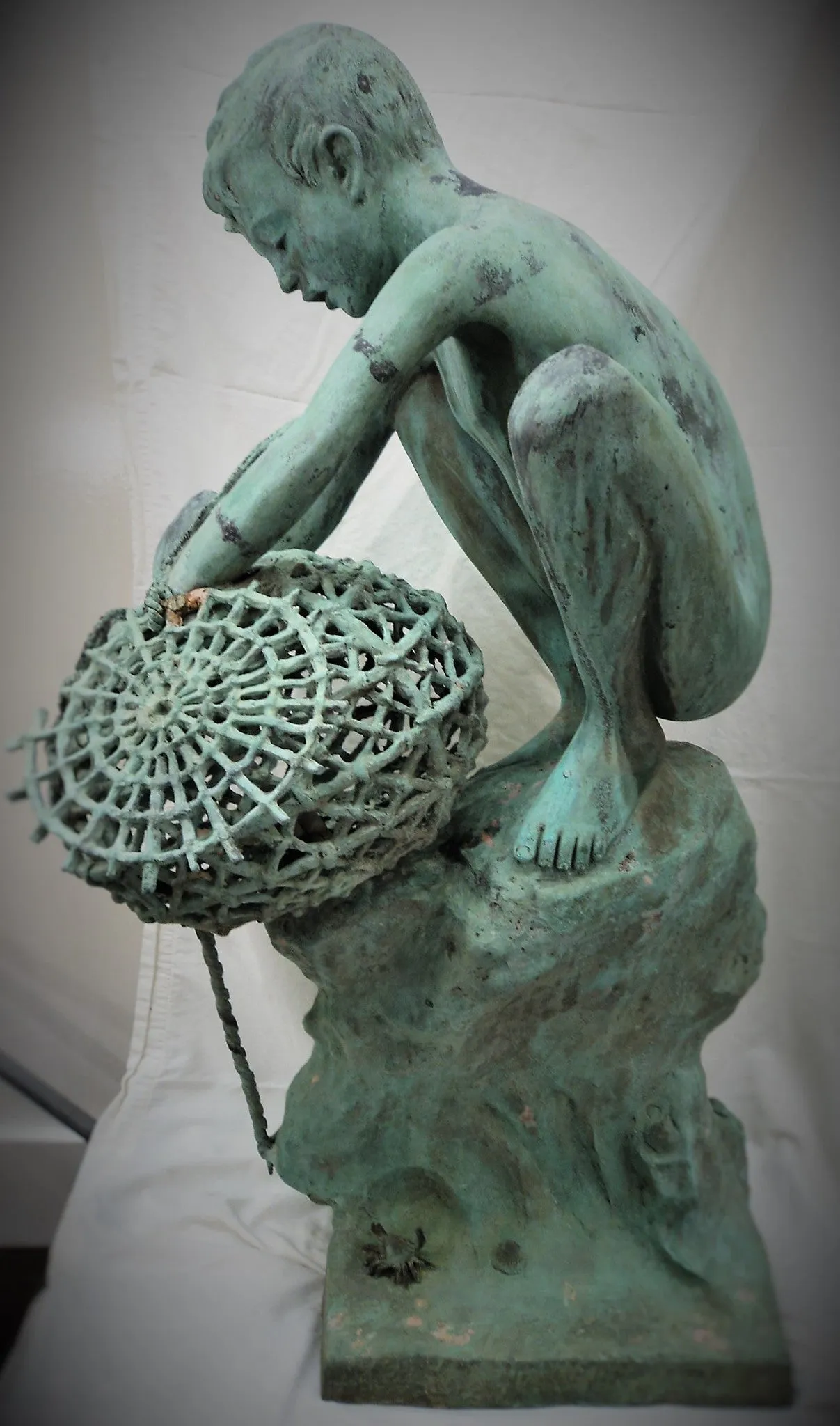 Achille D'Orsi (1845-1922) Zinc Sculpture "Pescatore Di Polpi"