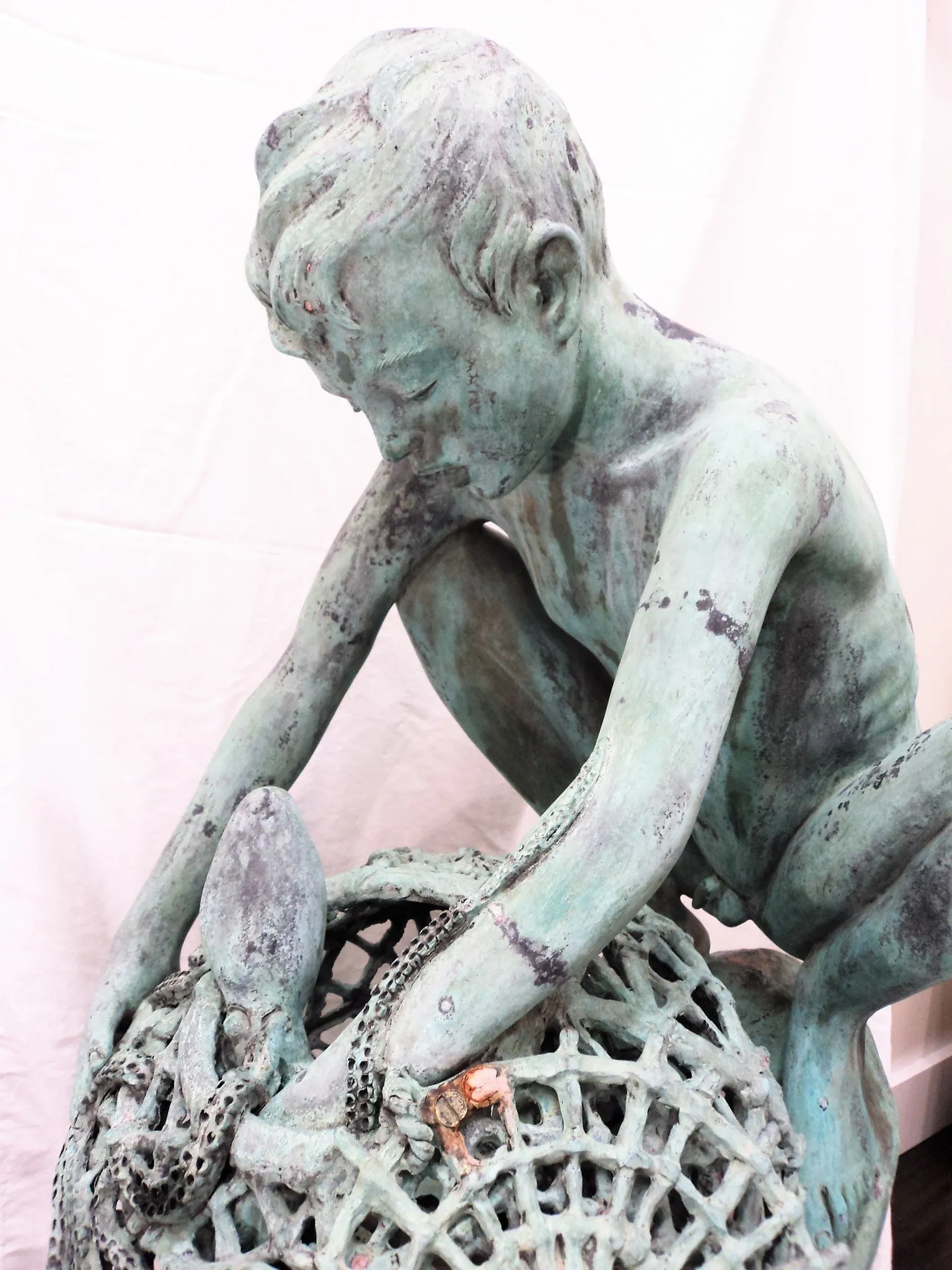 Achille D'Orsi (1845-1922) Zinc Sculpture "Pescatore Di Polpi"