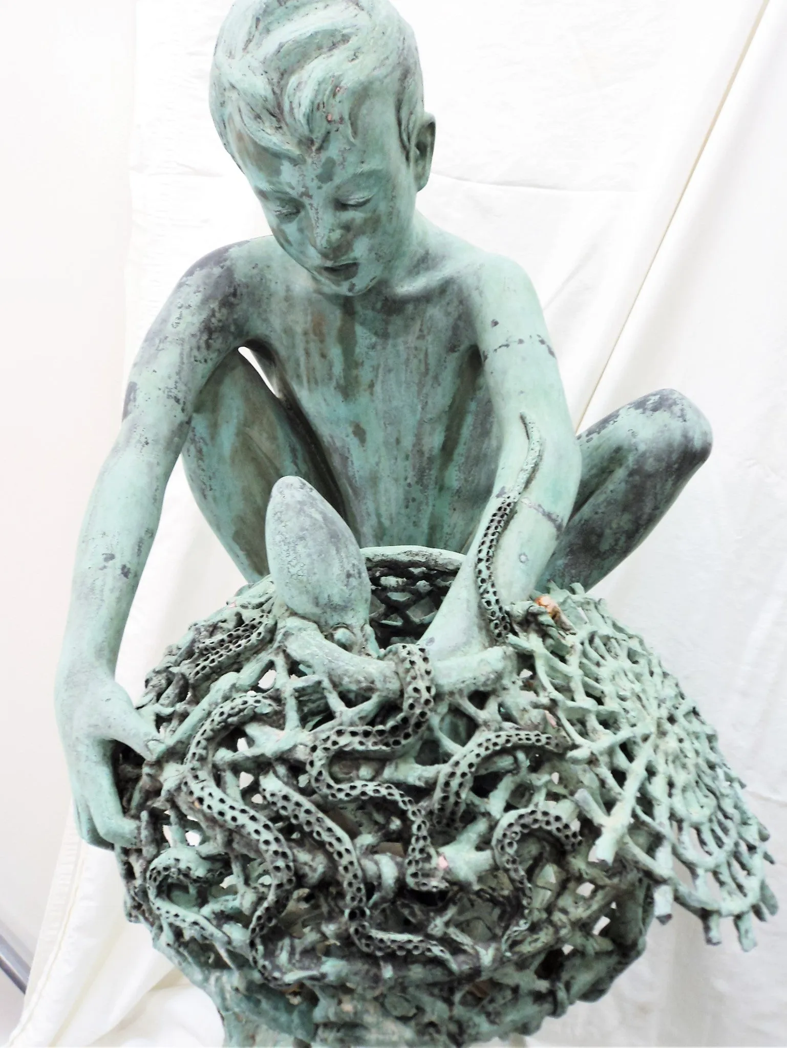 Achille D'Orsi (1845-1922) Zinc Sculpture "Pescatore Di Polpi"