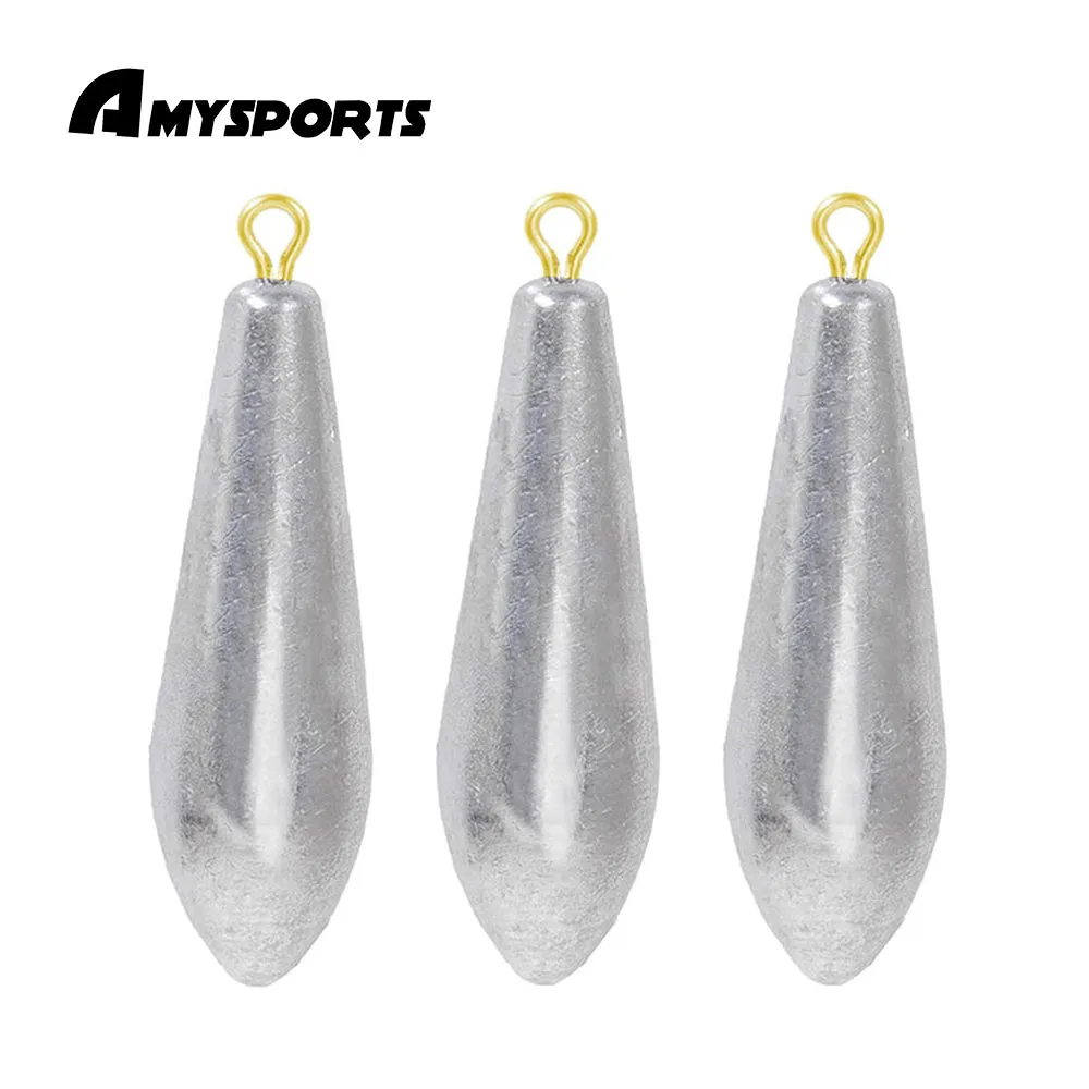 AMYSPORTS 3-10pcs/pack Streamlined Fishing Sinkers