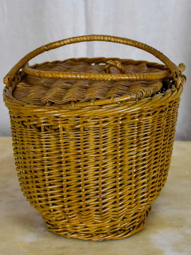 Antique French fishing creel - wicker