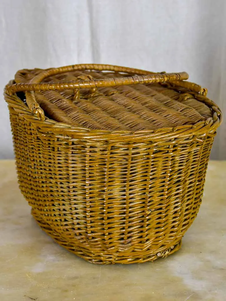 Antique French fishing creel - wicker