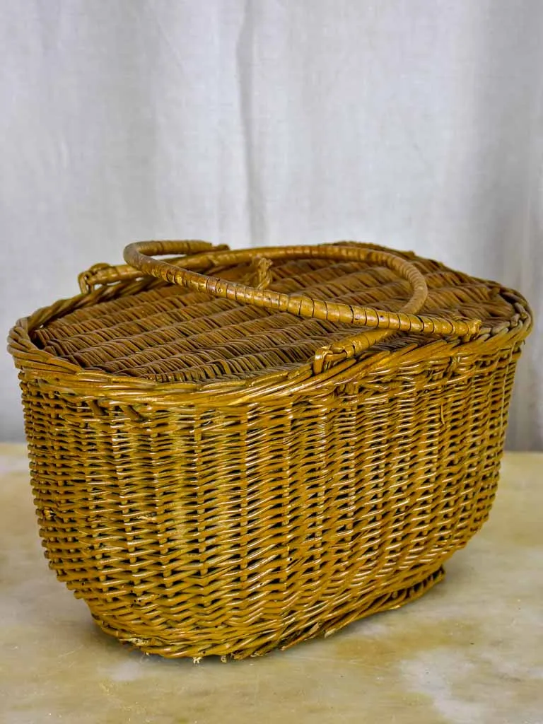 Antique French fishing creel - wicker