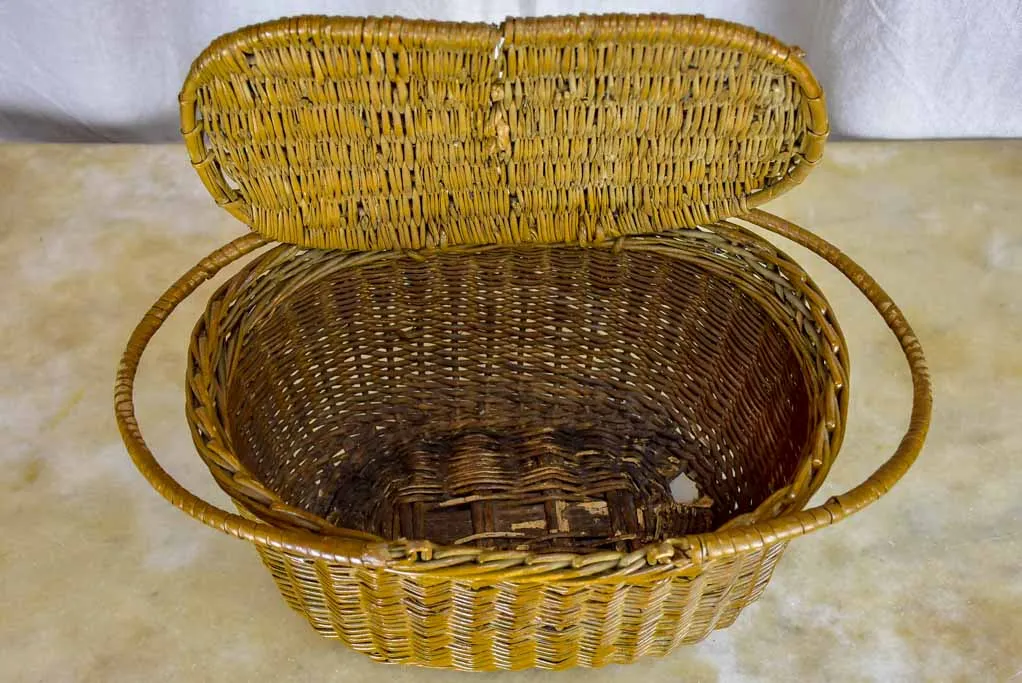 Antique French fishing creel - wicker