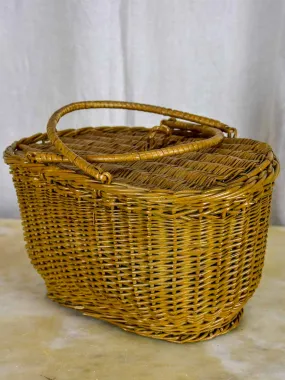 Antique French fishing creel - wicker