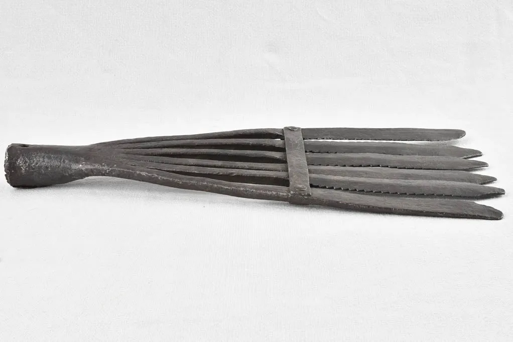 Antique French river fishing spear trident - 6 prong 19"