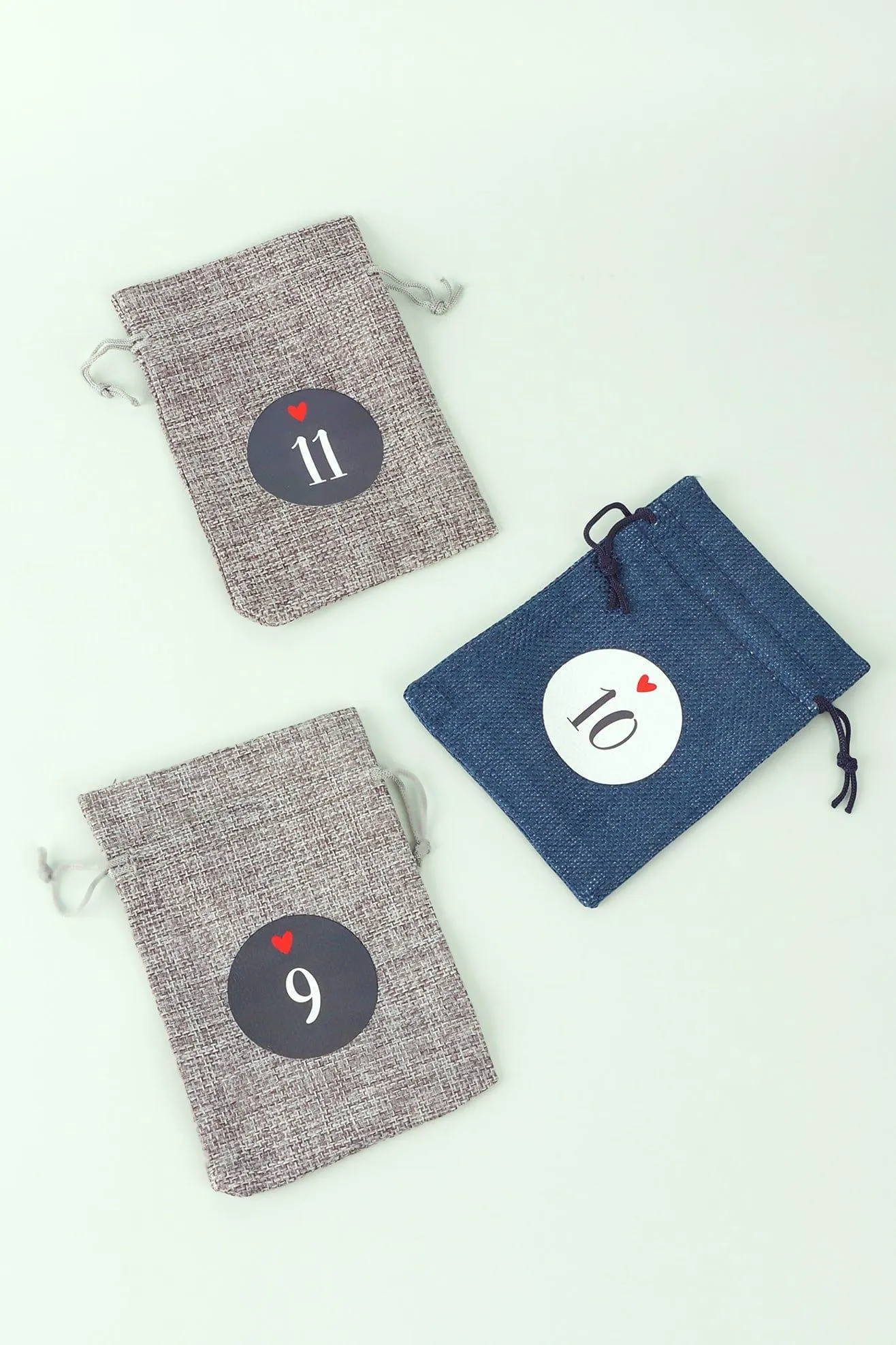 Blue and Grey Cloth Reusable Advent Calendar Bags