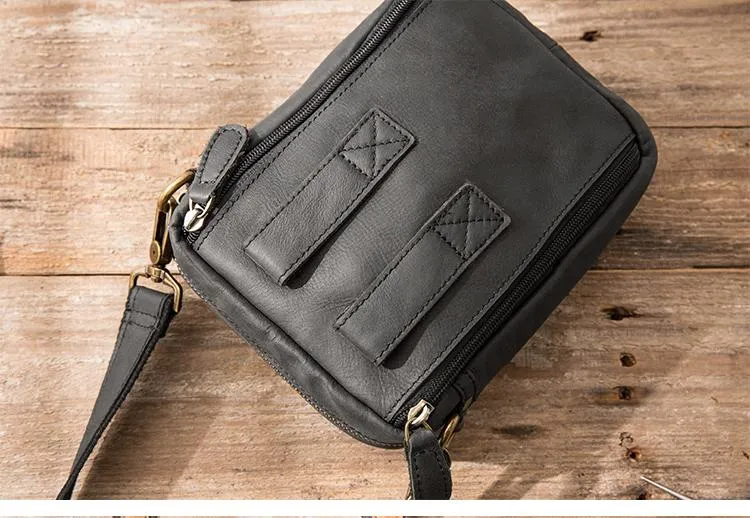 Brown Mens Leather Small Belt Pouch Mens Waist Bag Side Bag Mini Messenger Bag Phone Bag for Men