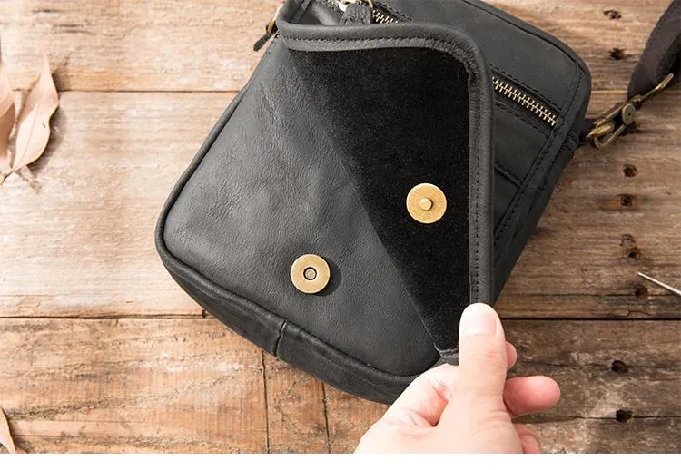 Brown Mens Leather Small Belt Pouch Mens Waist Bag Side Bag Mini Messenger Bag Phone Bag for Men