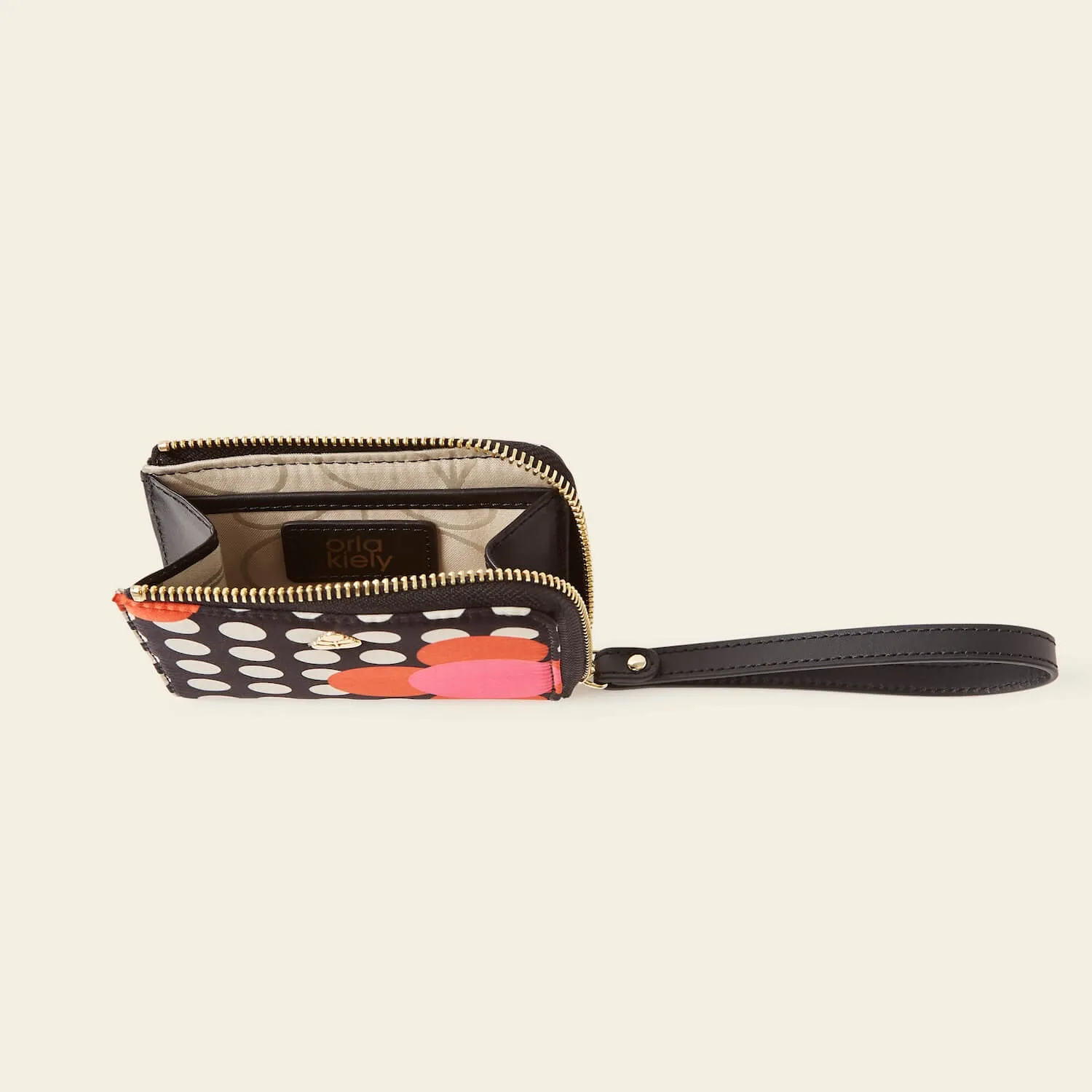 Carla Zip Purse - Fuchsia Flower Polka Dot