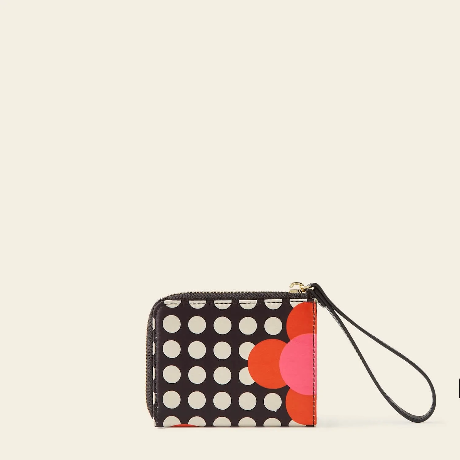 Carla Zip Purse - Fuchsia Flower Polka Dot