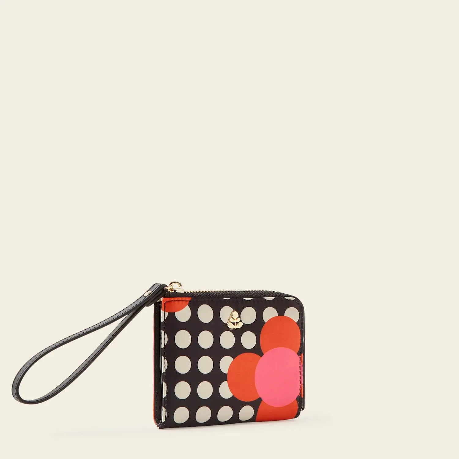 Carla Zip Purse - Fuchsia Flower Polka Dot
