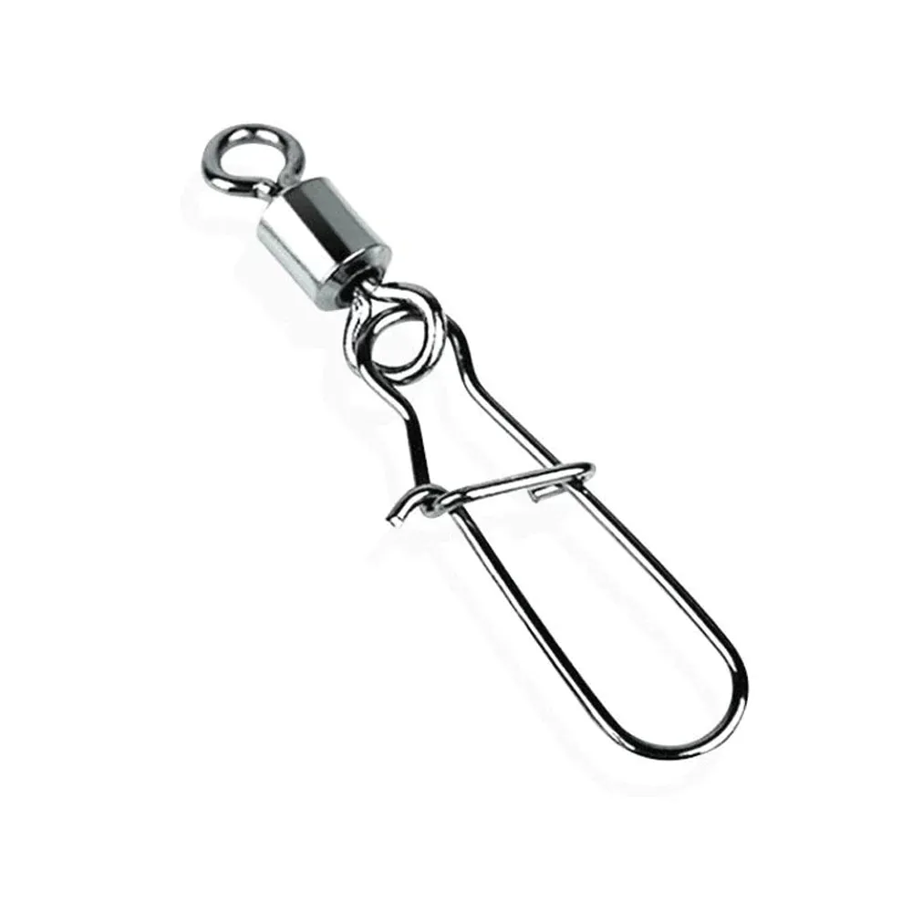 Fishhook 50pcs Fishing Accessories Eight-ring Connector Stainless Steel Snap Fishhook Swivels Tackle for Hooks Fishing 2/4/6/8/10/12/14#