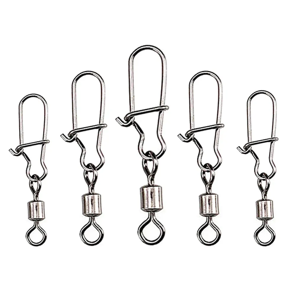 Fishhook 50pcs Fishing Accessories Eight-ring Connector Stainless Steel Snap Fishhook Swivels Tackle for Hooks Fishing 2/4/6/8/10/12/14#