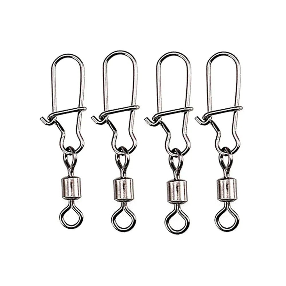 Fishhook 50pcs Fishing Accessories Eight-ring Connector Stainless Steel Snap Fishhook Swivels Tackle for Hooks Fishing 2/4/6/8/10/12/14#