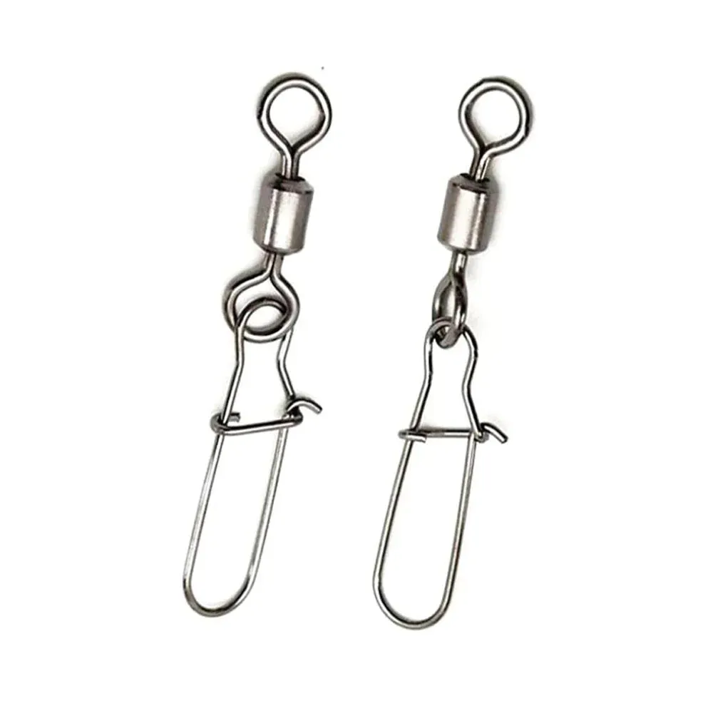 Fishhook 50pcs Fishing Accessories Eight-ring Connector Stainless Steel Snap Fishhook Swivels Tackle for Hooks Fishing 2/4/6/8/10/12/14#