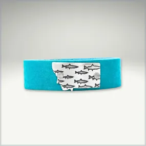 Fishing in Montana Leather Cuff Bracelet
