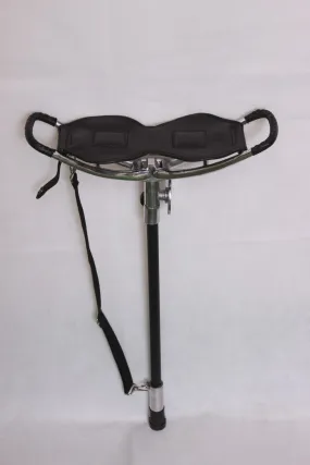 Folding Black Leather Shooting Stool with Rubber Ferrule Seat Stick