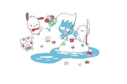 Girl Hello Kitty and Friends Fishing LS Tee Charcoal