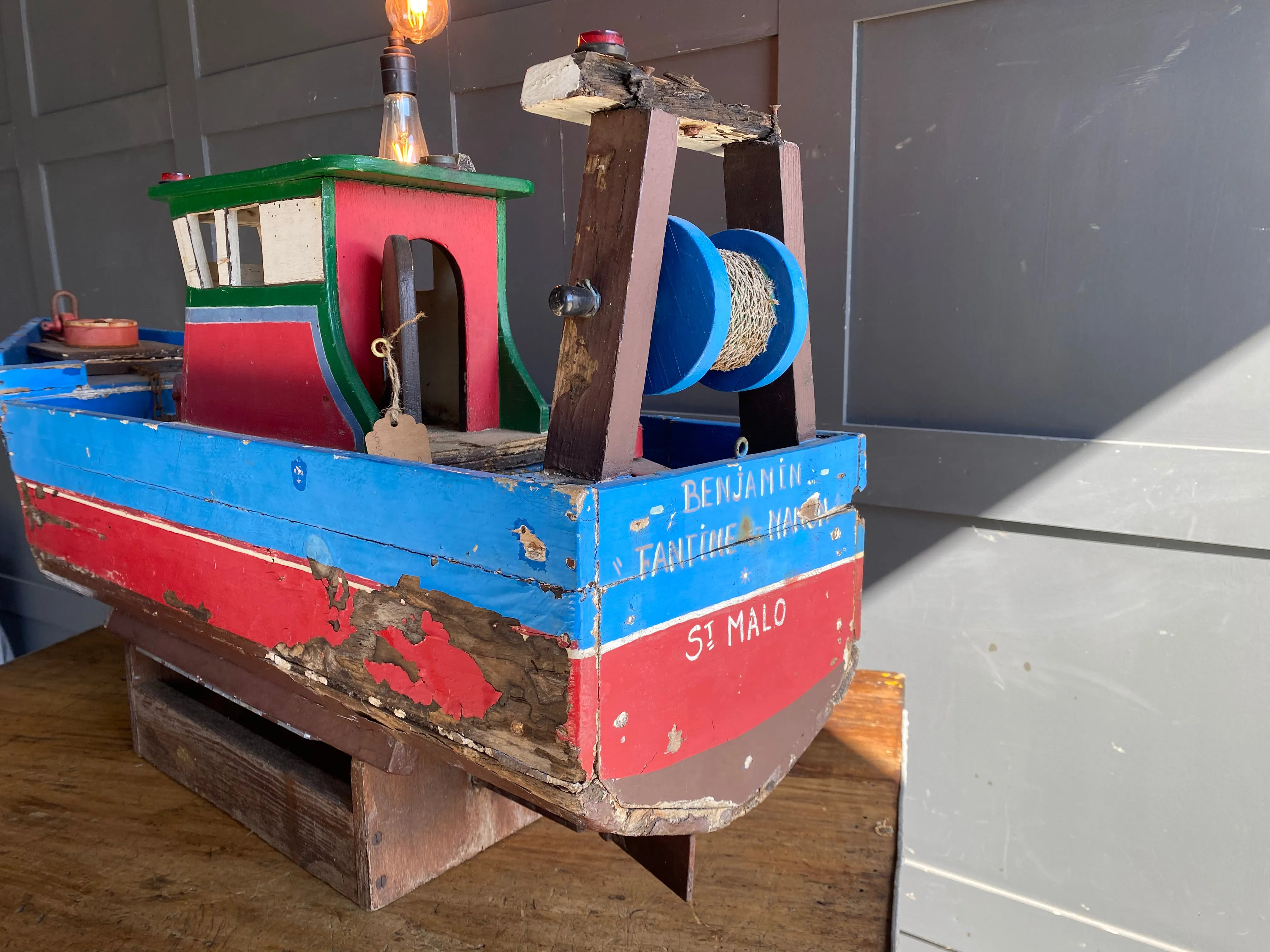 Hand built wooden French fishing trawler