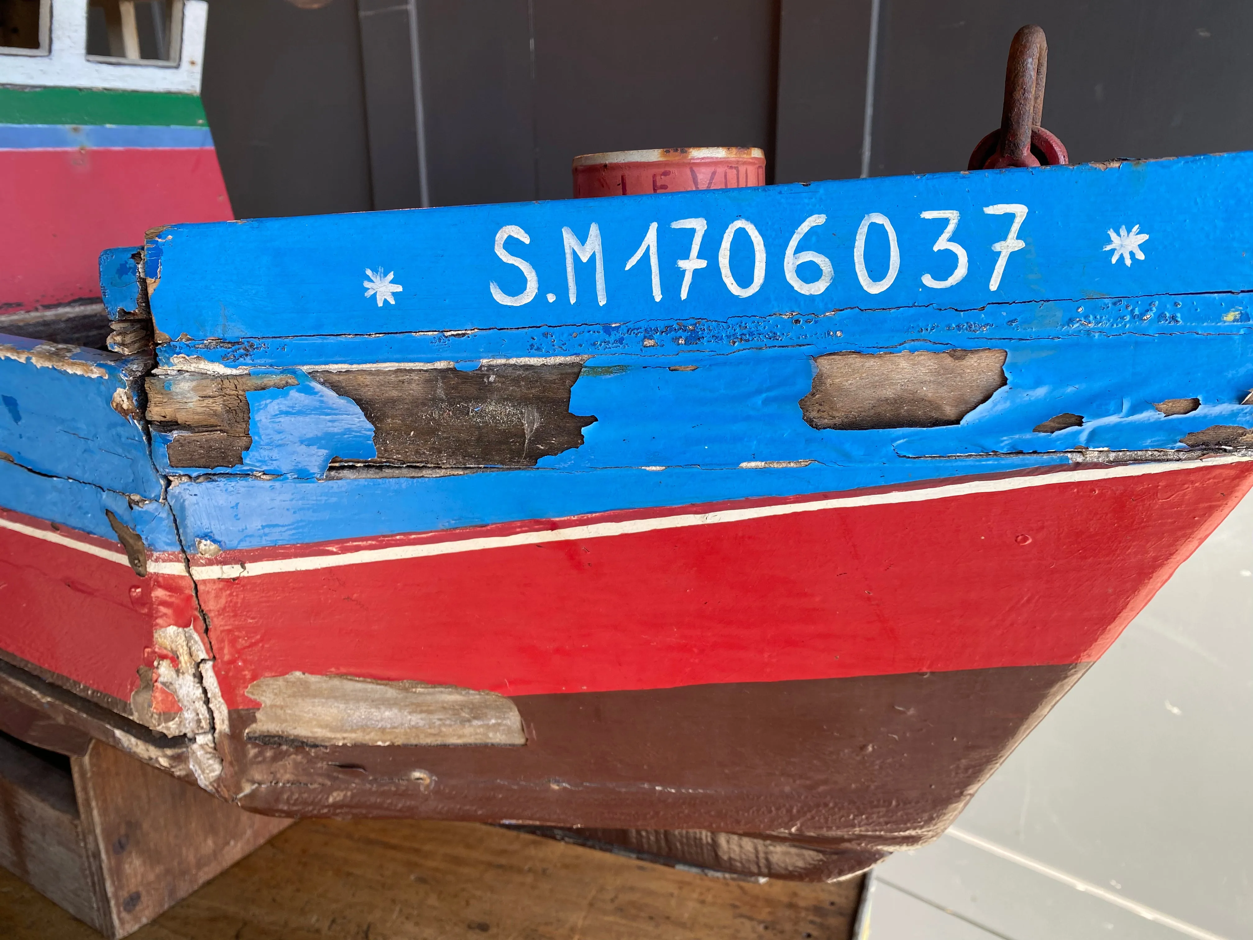 Hand built wooden French fishing trawler