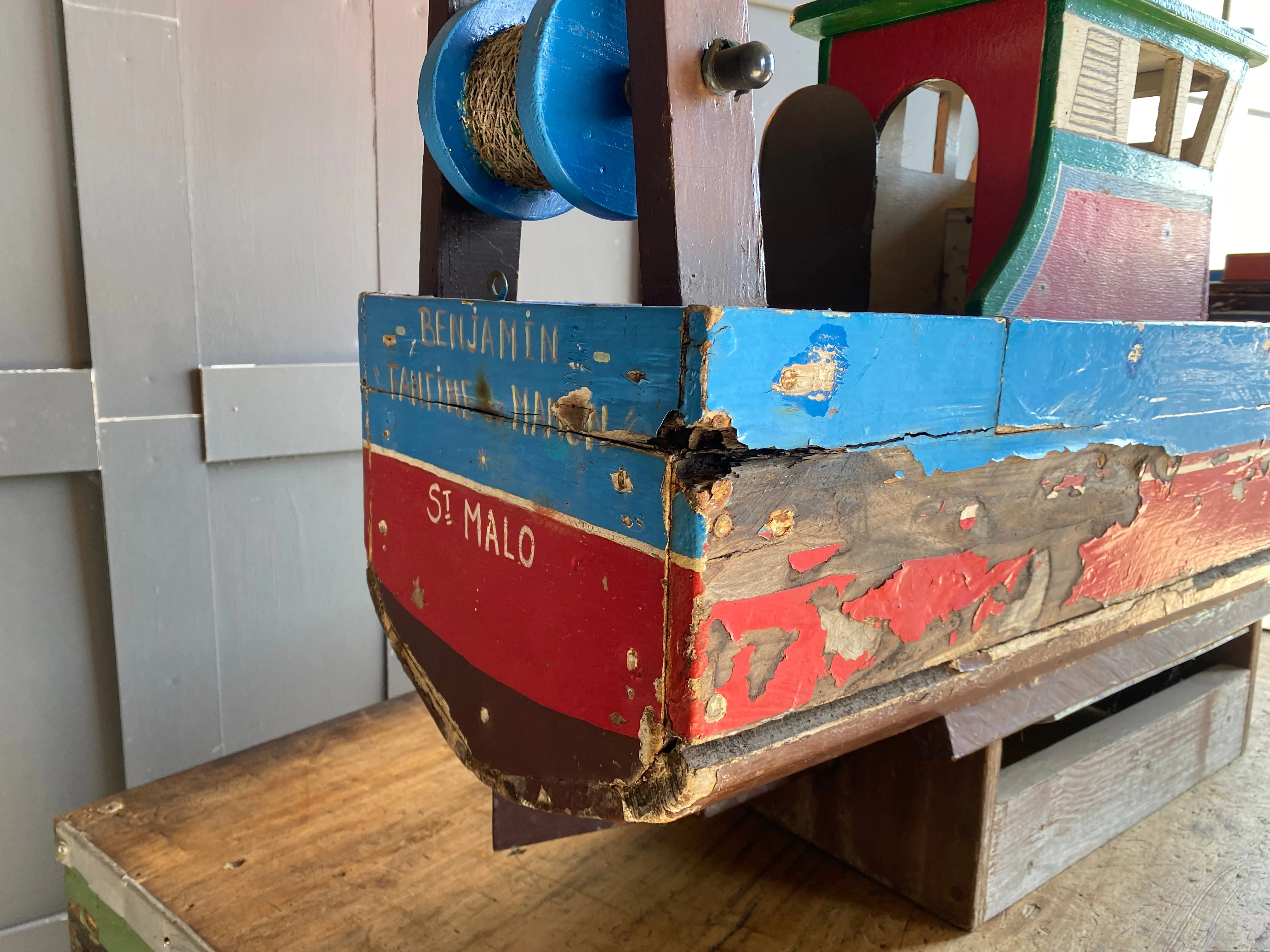 Hand built wooden French fishing trawler
