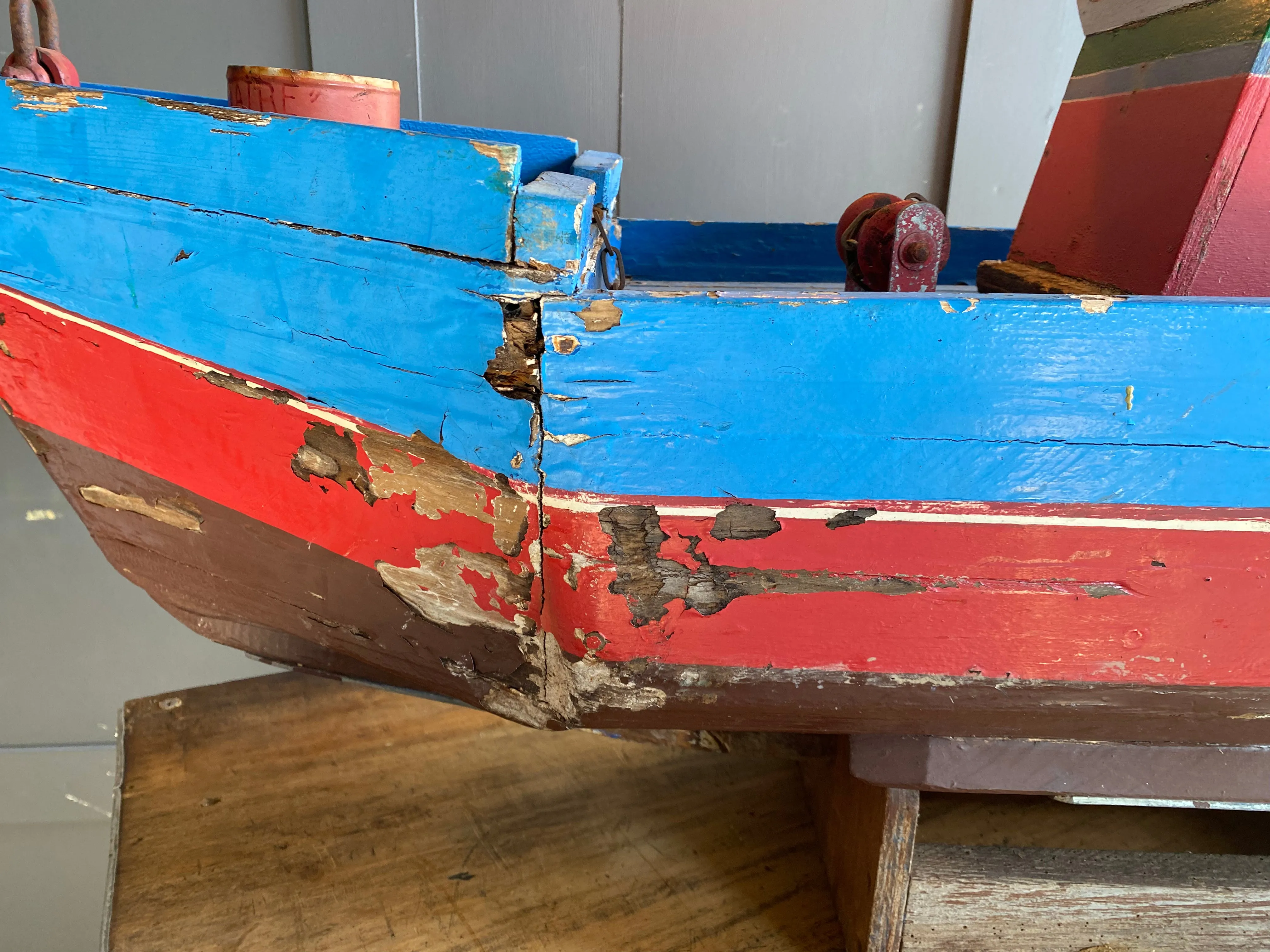 Hand built wooden French fishing trawler