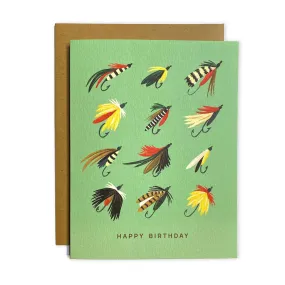 Happy Birthday Fishing Flies Greeting Card