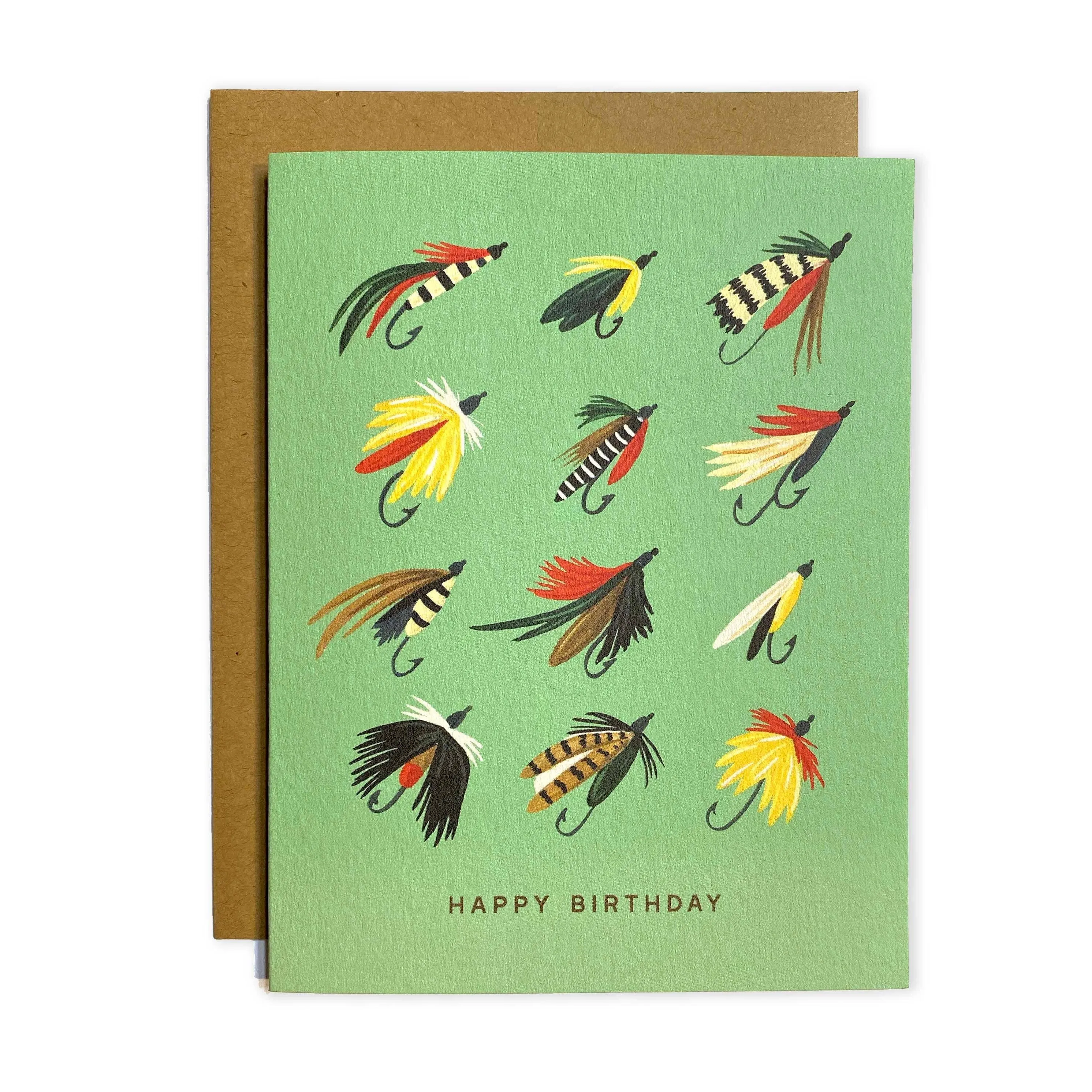 Happy Birthday Fishing Flies Greeting Card