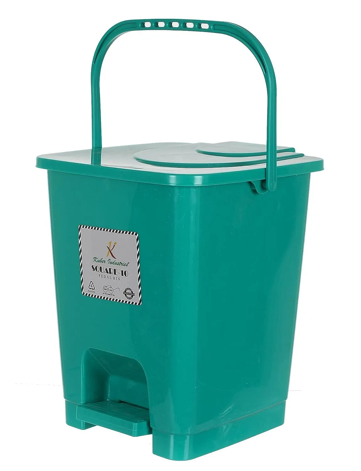 Heart Home Plastic Swing-Top Lid Dustbin For Home/Kitchen/Office, 12 Ltr (Green) (HS39HEARTH023044)