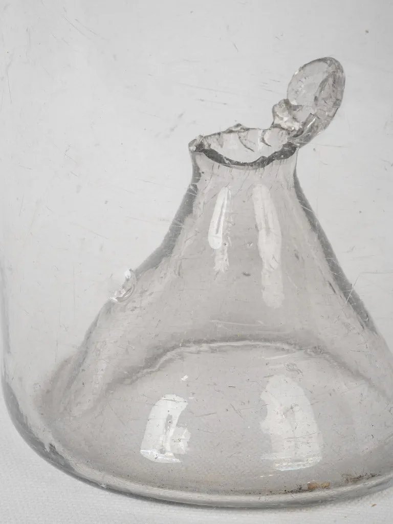 Large antique blown glass fish trap from Provence 16½"