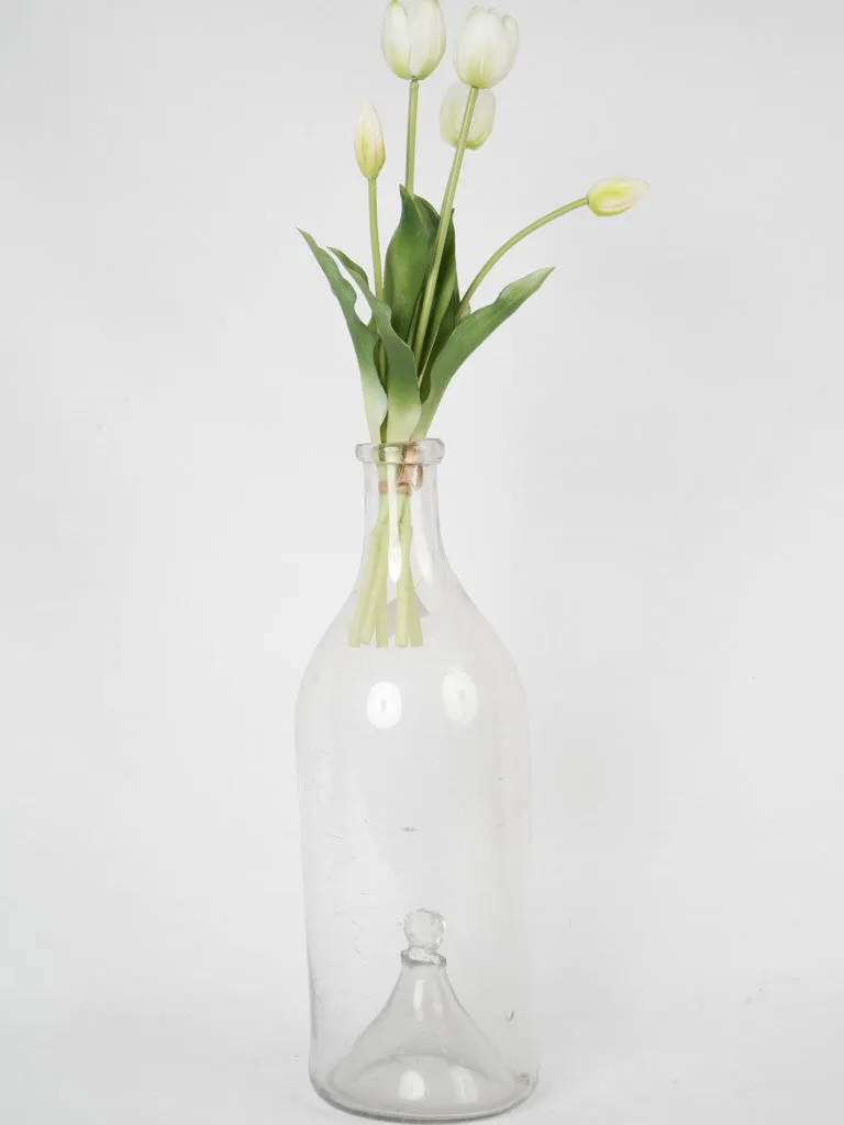 Large antique blown glass fish trap from Provence 16½"