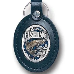 Leather Keychain - Fishing