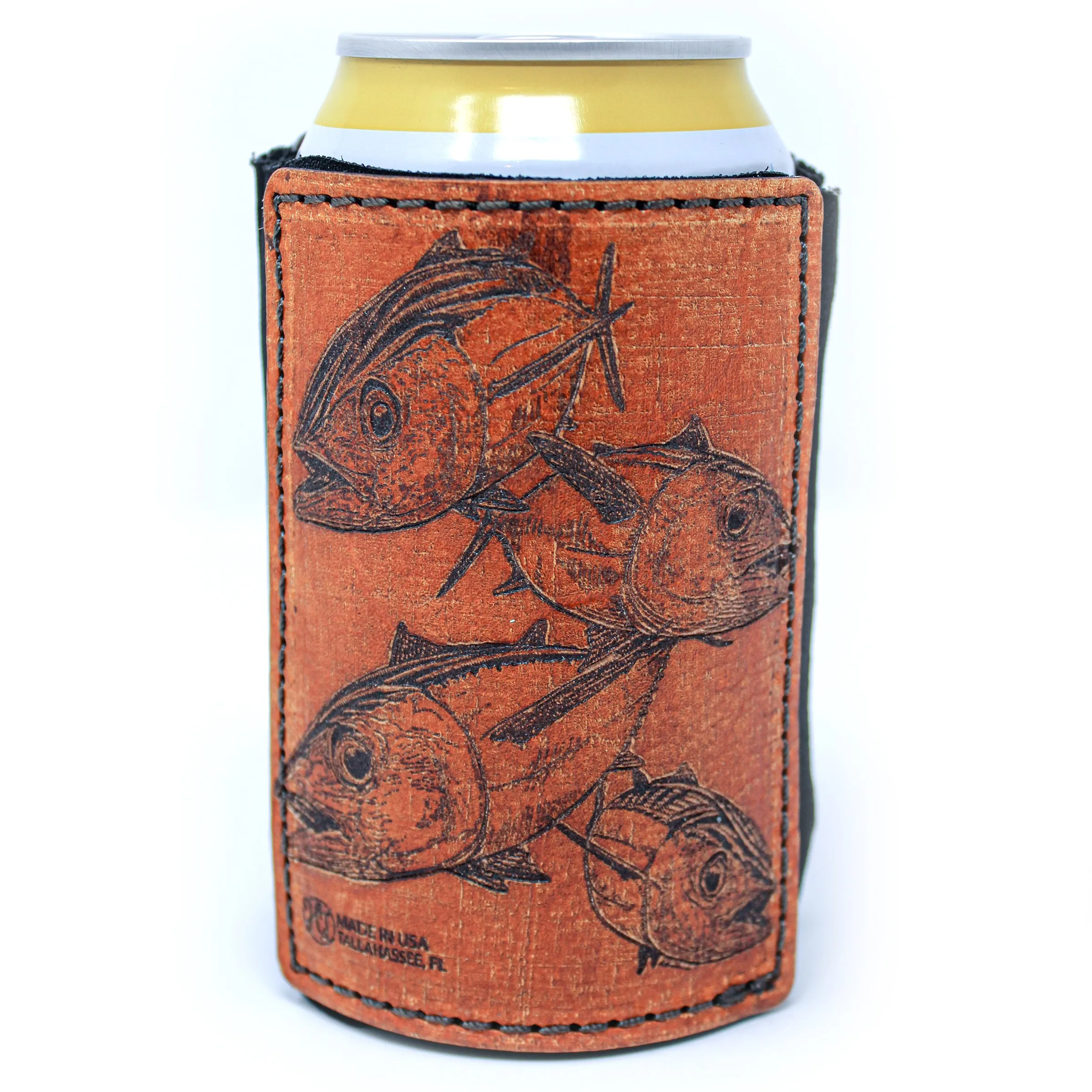Leather Patch Drink Sleeve - Blackfin Tuna Run