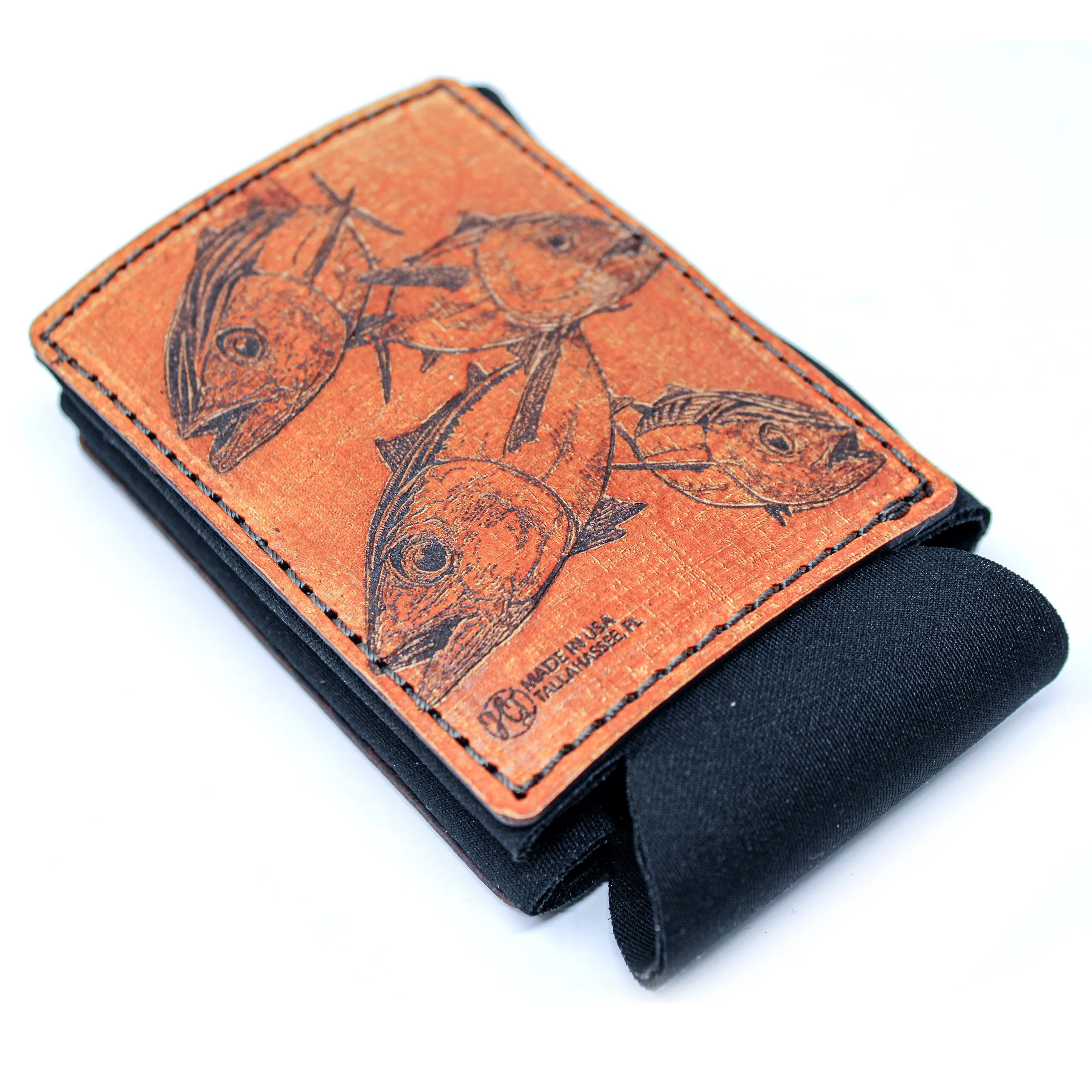 Leather Patch Drink Sleeve - Blackfin Tuna Run