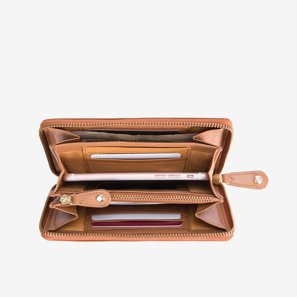 Medium Zip Around Purse, Natural