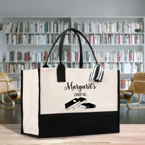 Personalized Book Lover Cotton Canvas Tote Bag Customized Library Bag Bookworm Gift Bag School Librarian Gift Tote (LBT1004)