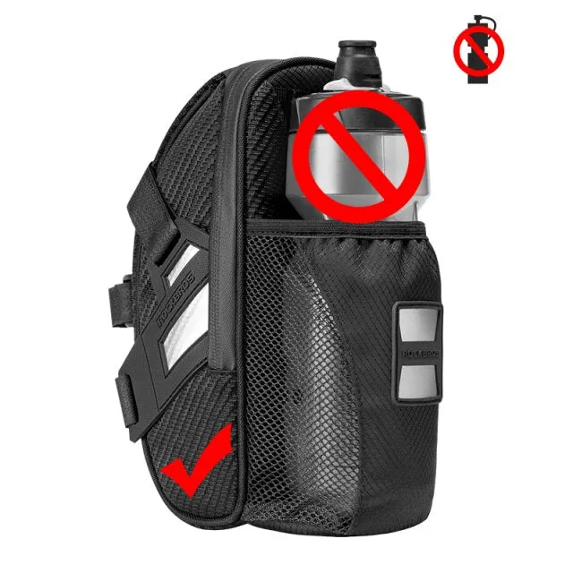Saddle Bag Double Zipper Reflective Large Capacity Water Tail Bag Bottle Pocket Bicycle Bag