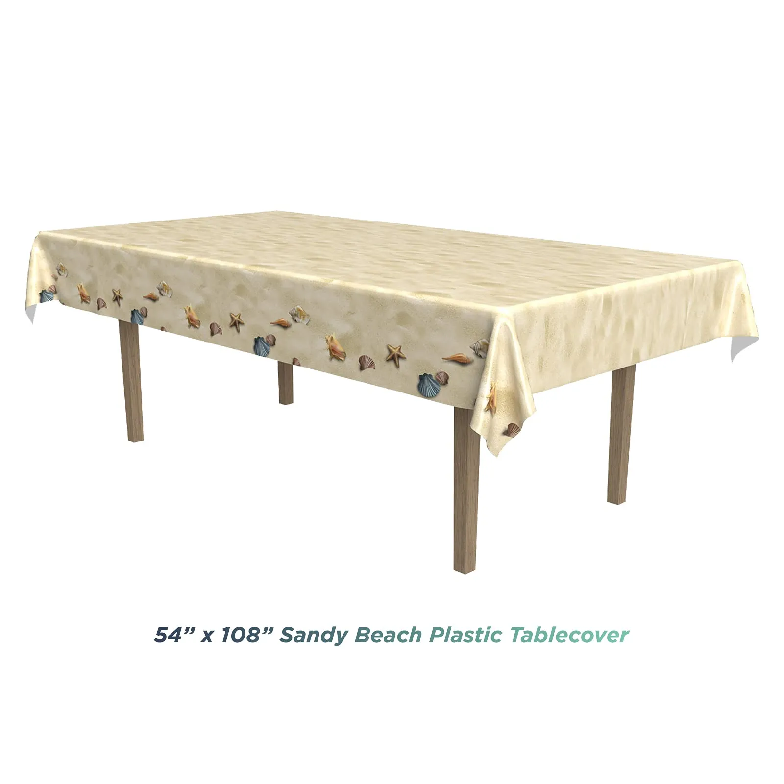 Sandy Beach Plastic Table Cover and Fishing Net Decoration for Beach and Pool Parties, Mermaid, Narwhal, and Ocean Themed Parties