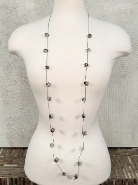 Single Strand Crystal Necklace, Clear Iridescent