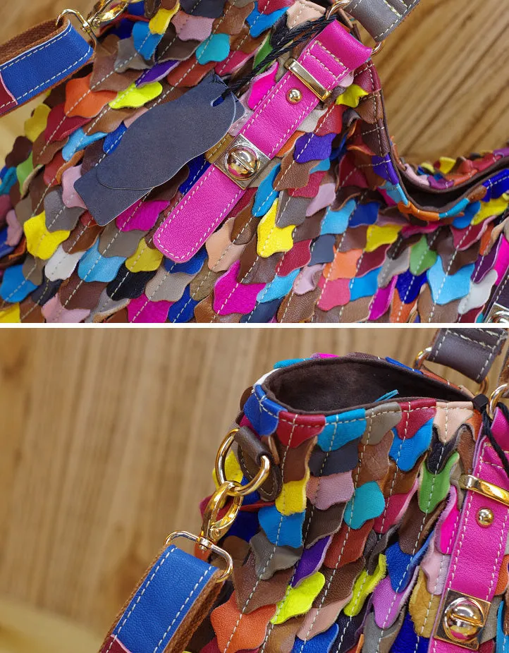 Soft Leather Colorful Hand-painted Women's shoulder bag