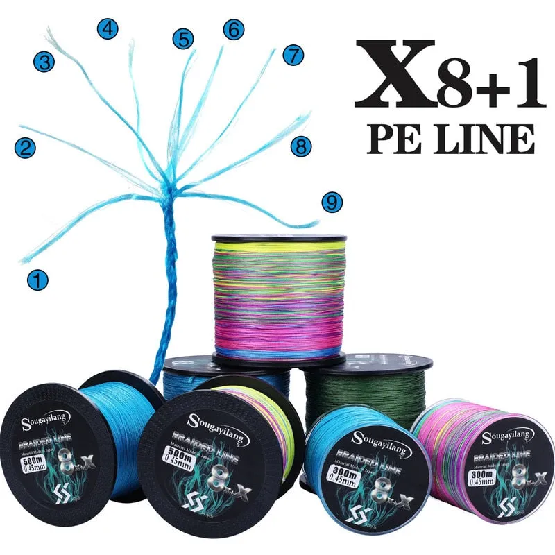 Sougayilang 8x x Strands Braided PE Fishing Line 300M Strong Braided Fishing Line Multifilament PE Line 7.6-45.8KG