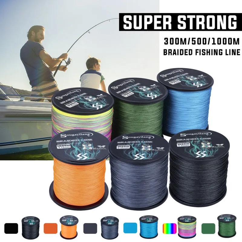 Sougayilang 8x x Strands Braided PE Fishing Line 300M Strong Braided Fishing Line Multifilament PE Line 7.6-45.8KG