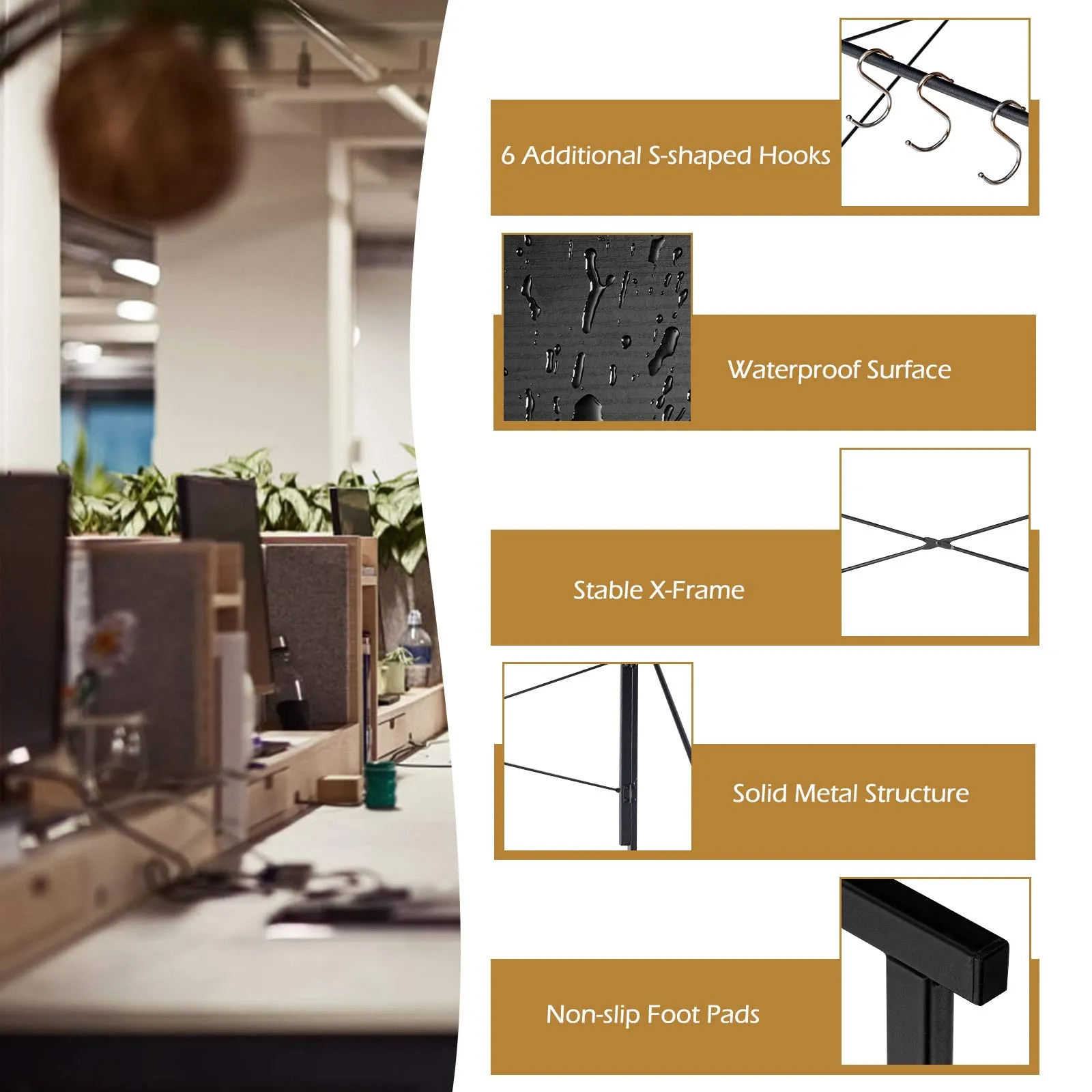 Tangkula Folding Computer Desk, Study Writing Desk with 6 Hooks