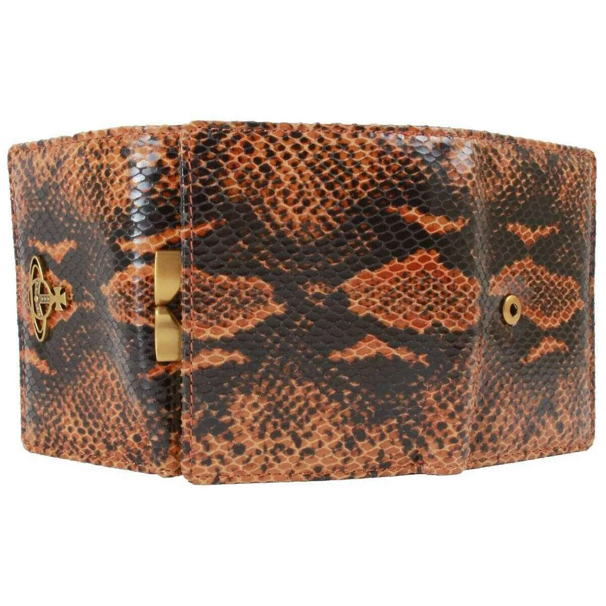 Vivienne Westwood Emboss Snake Leather Small Frame Purse - Tan