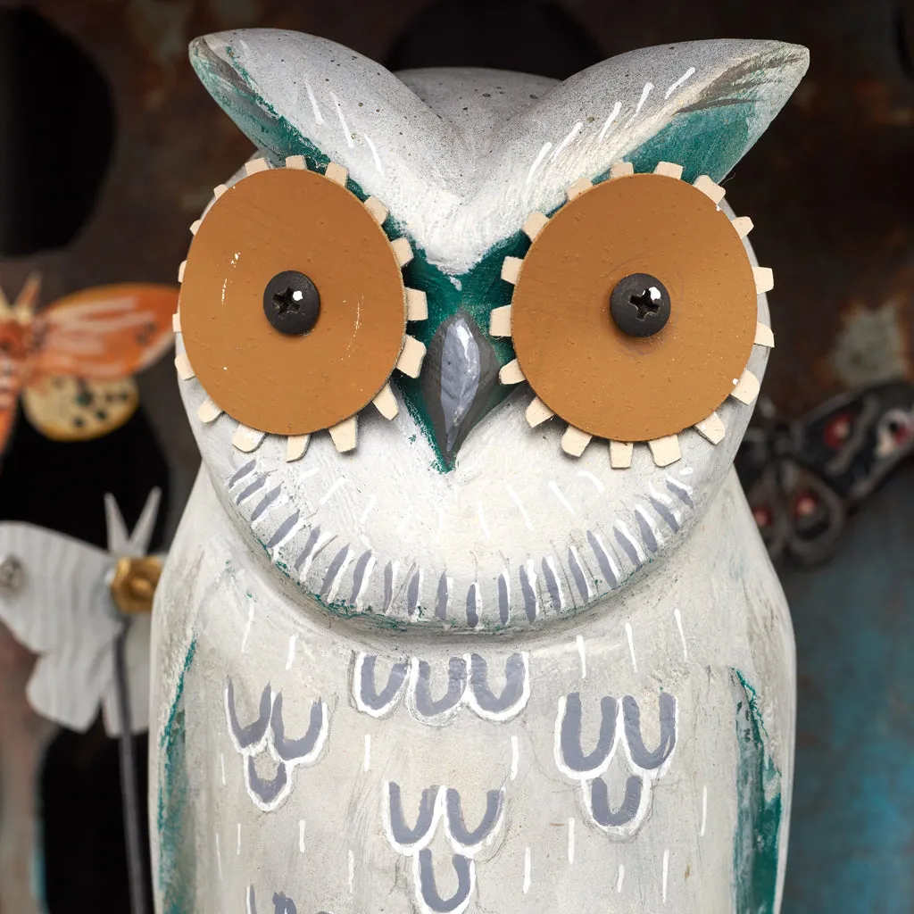 WHIRLIGIG (OWL) original mixed media wall sculpture